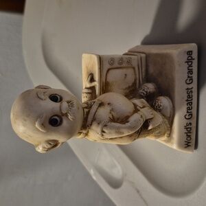 World's Greatest Grandpa Figurine - Cream Decorative Accent Vintage 70s